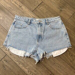 NWT MESHKI Light Wash High Waist Denim Shorts 100% Cotton